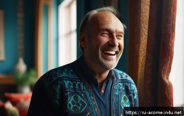 주성치와 그가 남긴 유산 - A cinematic scene blending comedy and drama: a middle-aged man in stylish casual clothing laughing h...